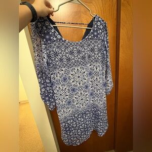 Speechless Blue 3/4 Sleeve Relaxed Blouse